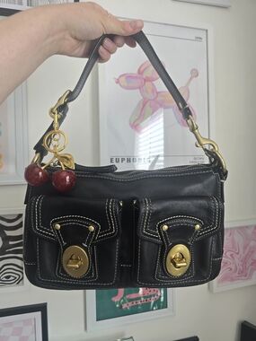 Coach Y2K Legacy Turnlock Shoulder Bag W/Cherry Charm & Authentication